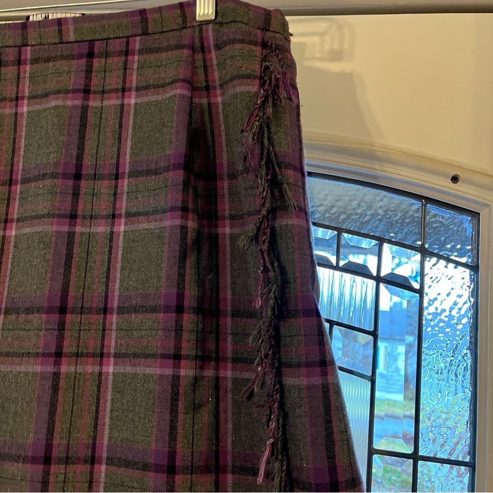 Requirements Purple and Gray Plaid A-Line Skirt